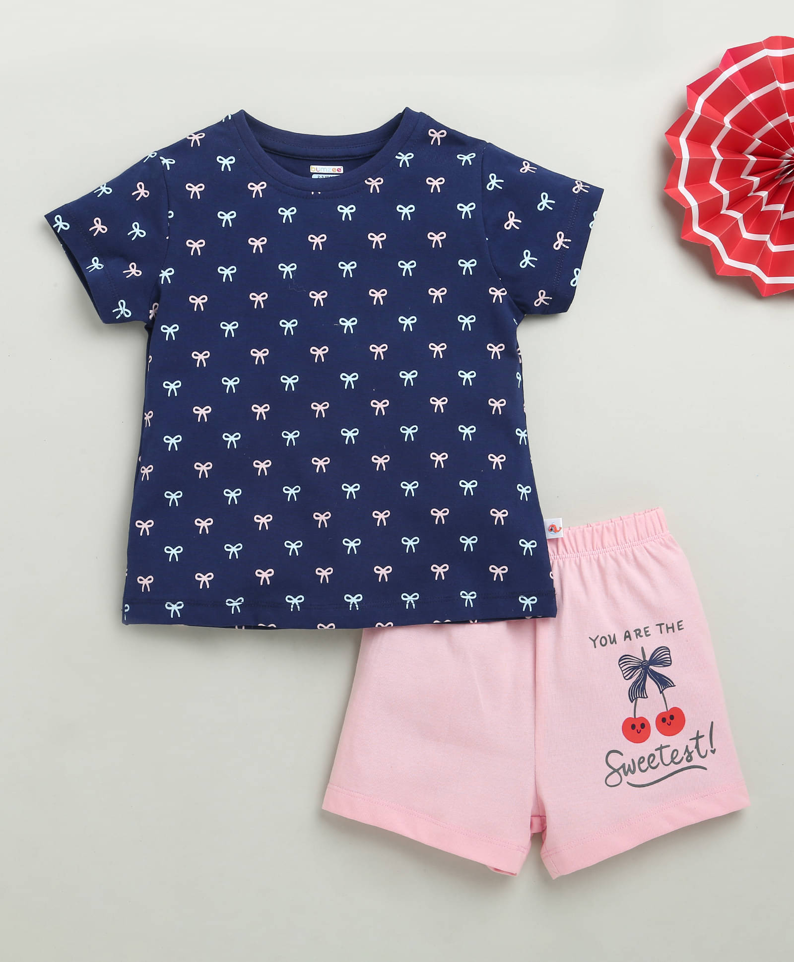     			BUMZEE Pack of 1 Baby Girls Cotton T-Shirt & Shorts ( Navy Blue )