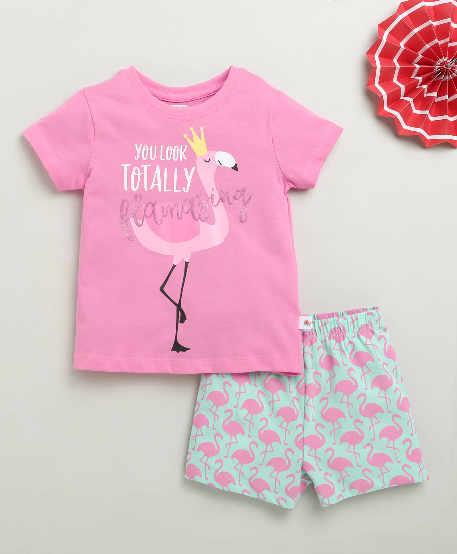     			BUMZEE Pack of 1 Baby Girls Cotton T-Shirt & Shorts ( Pink )
