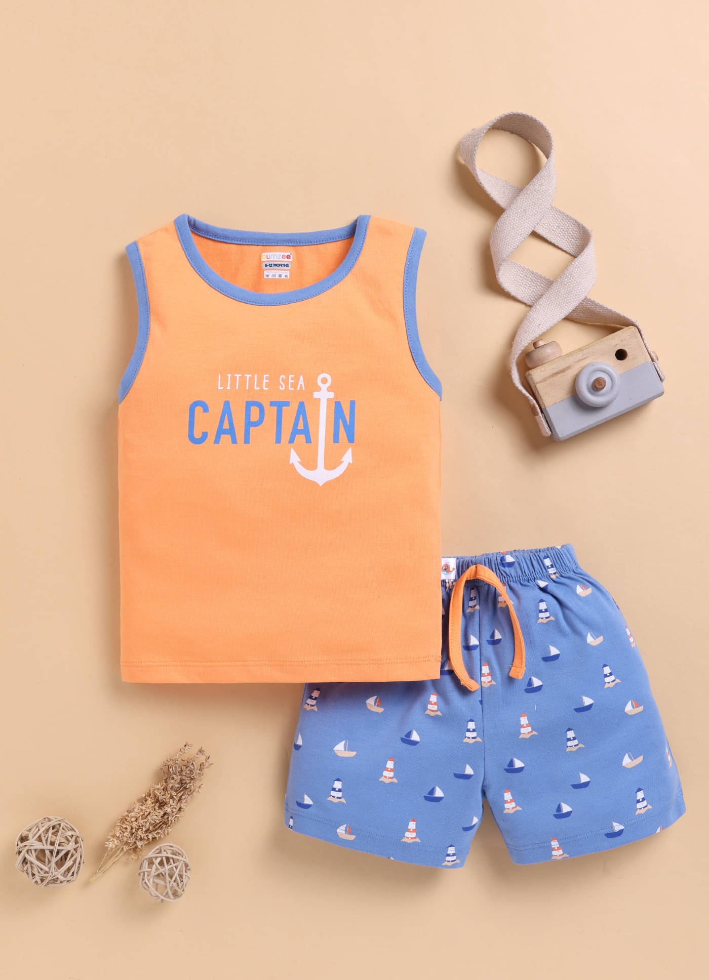     			BUMZEE Pack of 1 Baby Boys Cotton T-Shirt & Shorts ( Orange )