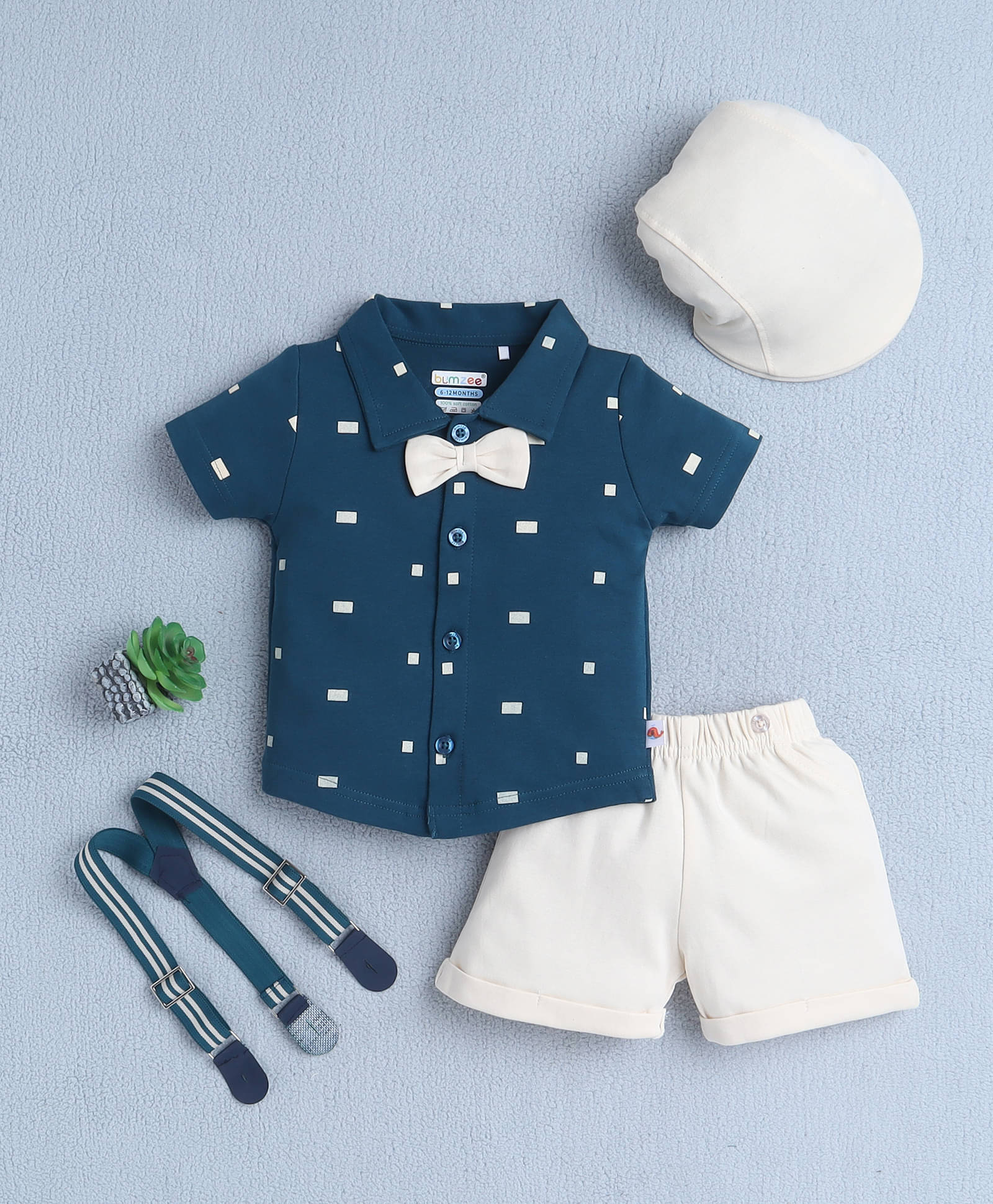     			BUMZEE Pack of 1 Baby Boys Cotton Shirt & Shorts ( Teal )