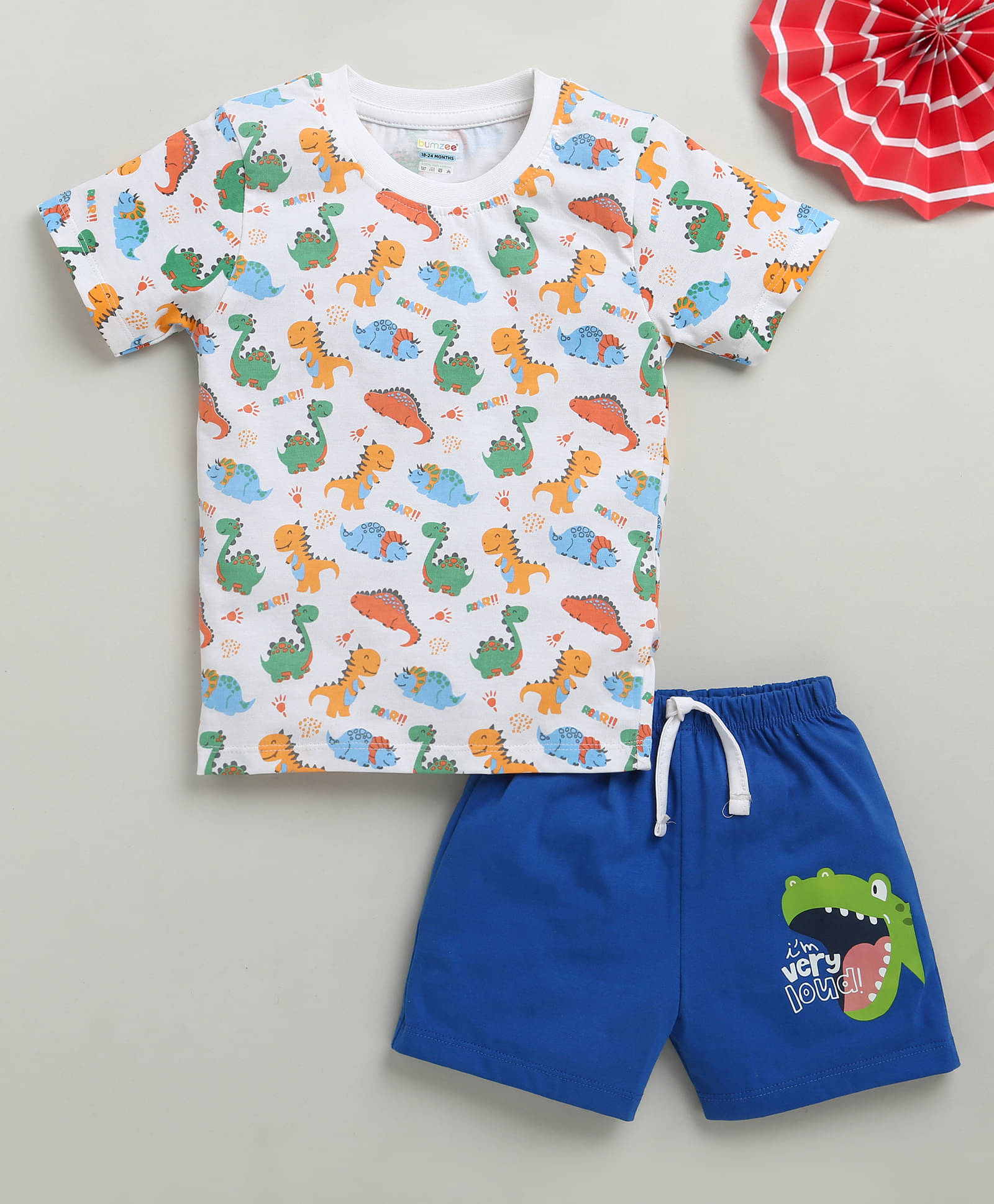     			BUMZEE Pack of 1 Baby Boys Cotton T-Shirt & Shorts ( White )