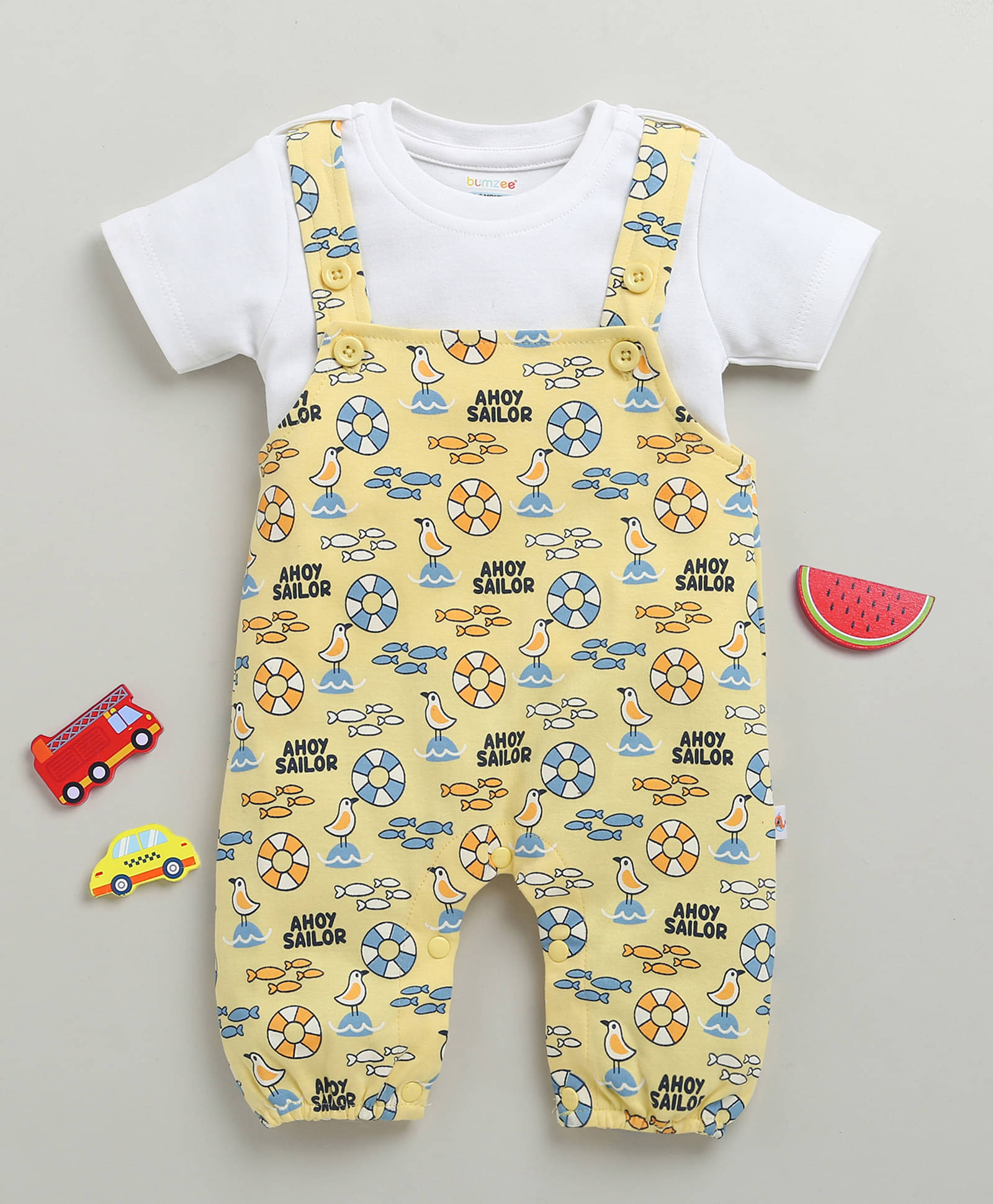     			BUMZEE Pack of 1 Baby Boys Cotton Dungaree Sets ( Yellow )