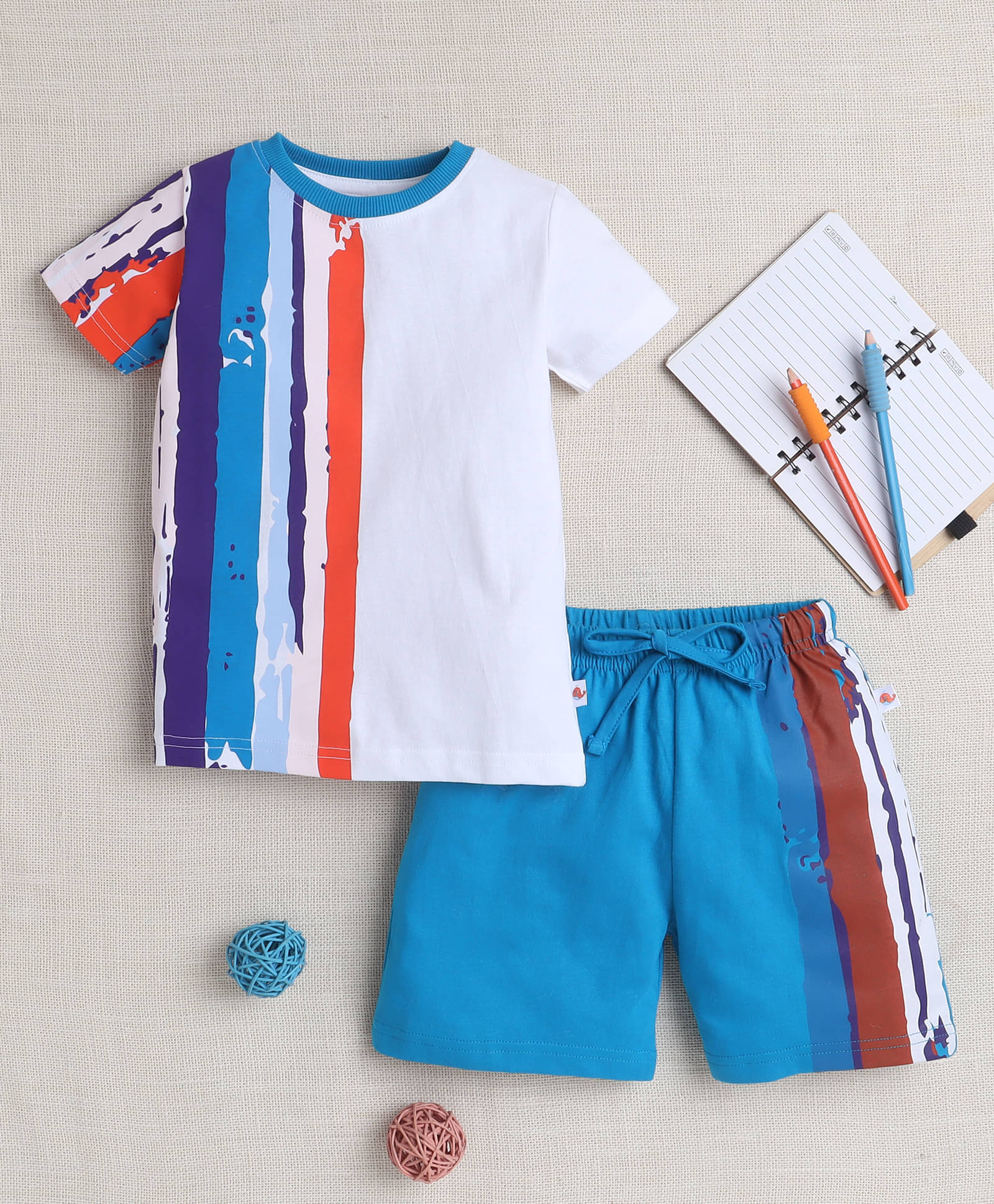     			BUMZEE Pack of 1 Boys Cotton T-Shirt & Shorts Set ( White )