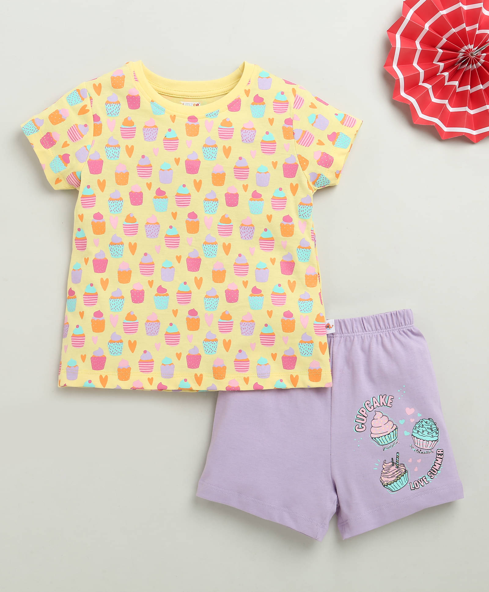     			BUMZEE Pack of 1 Girls Cotton T-shirt & Shorts ( Yellow )