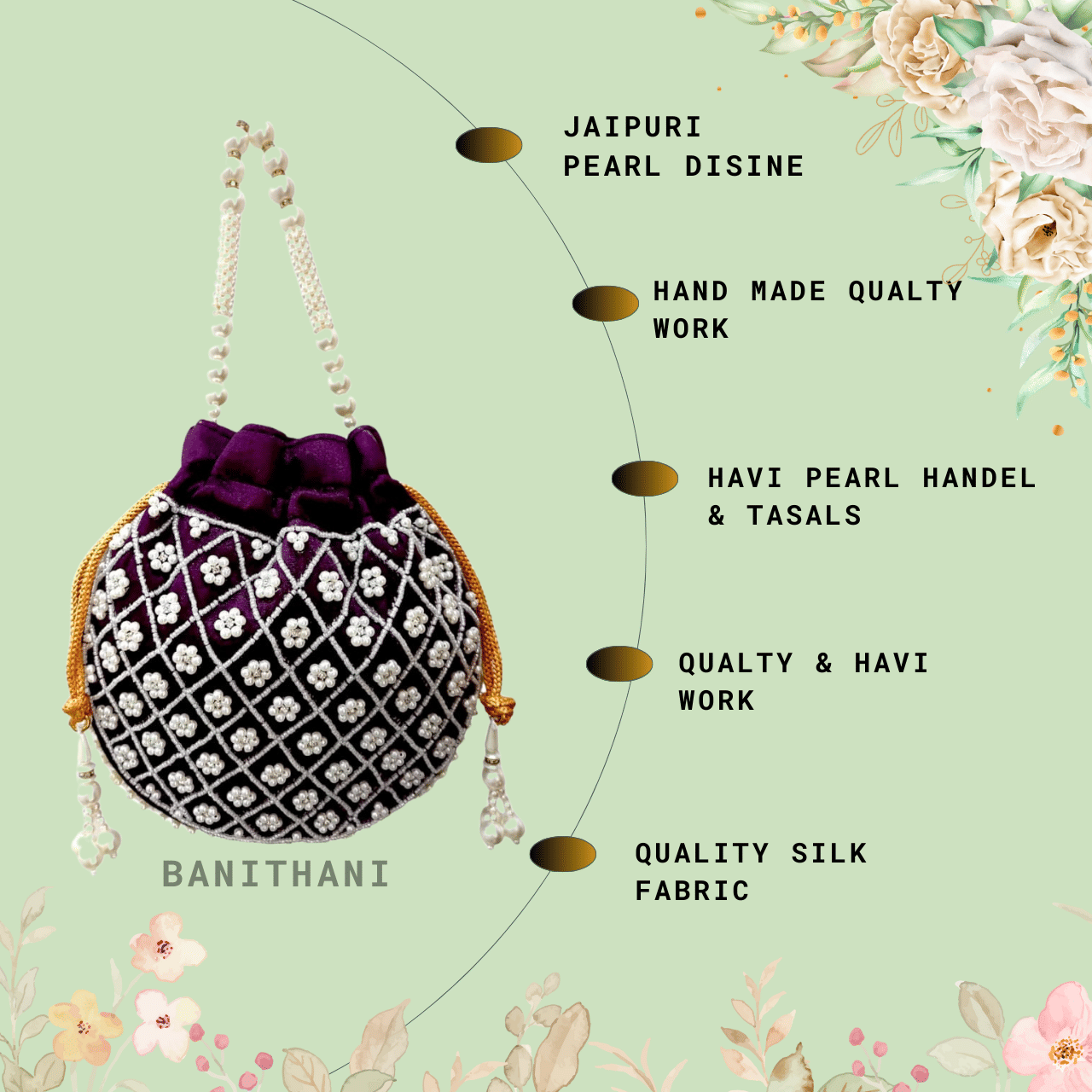     			Banithani Handheld Bag Fabric Set of 1 ( Purple )