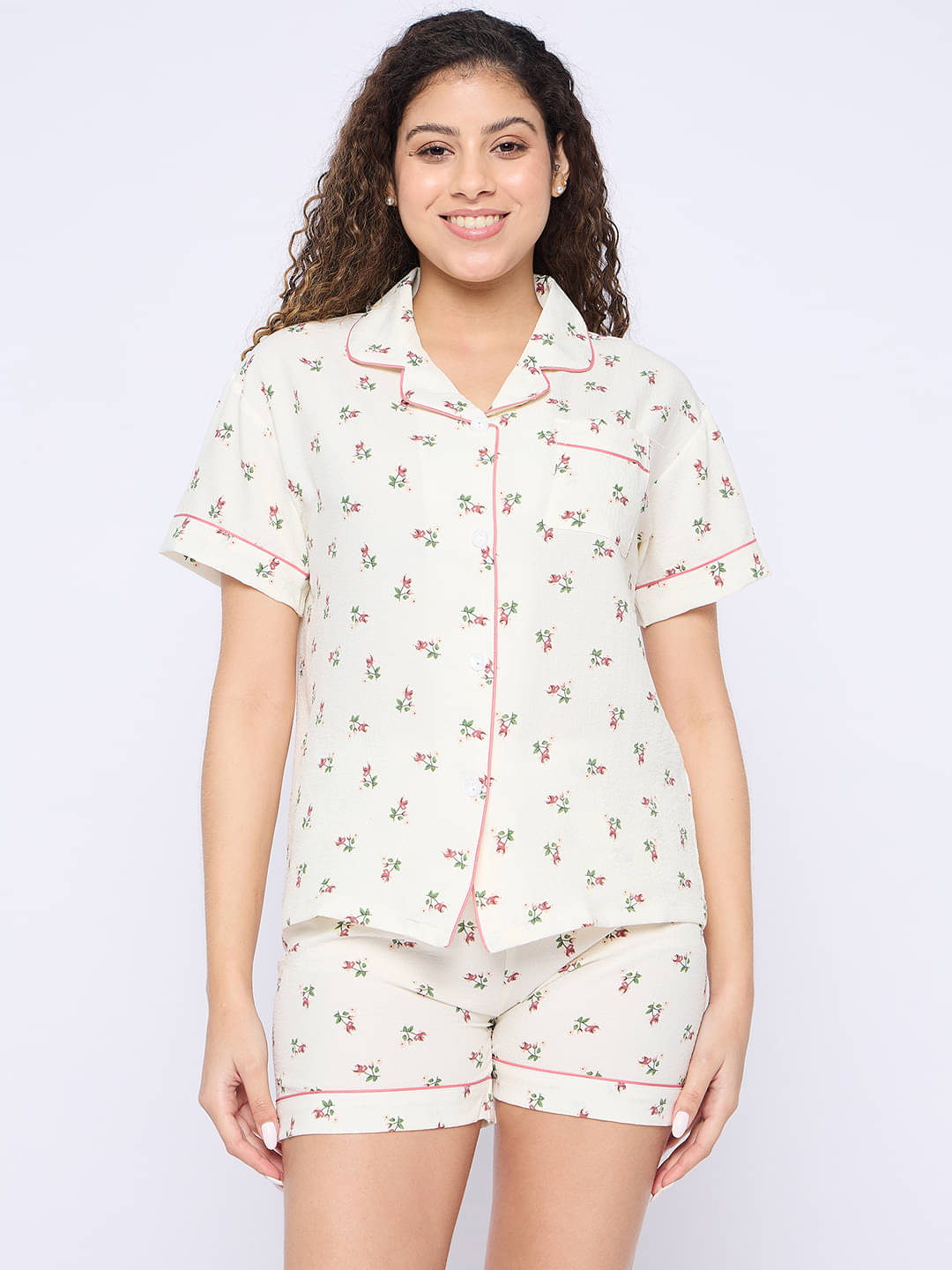     			Camey Cream Cotton Women's Nightwear Nightsuit Sets ( Pack of 1 )