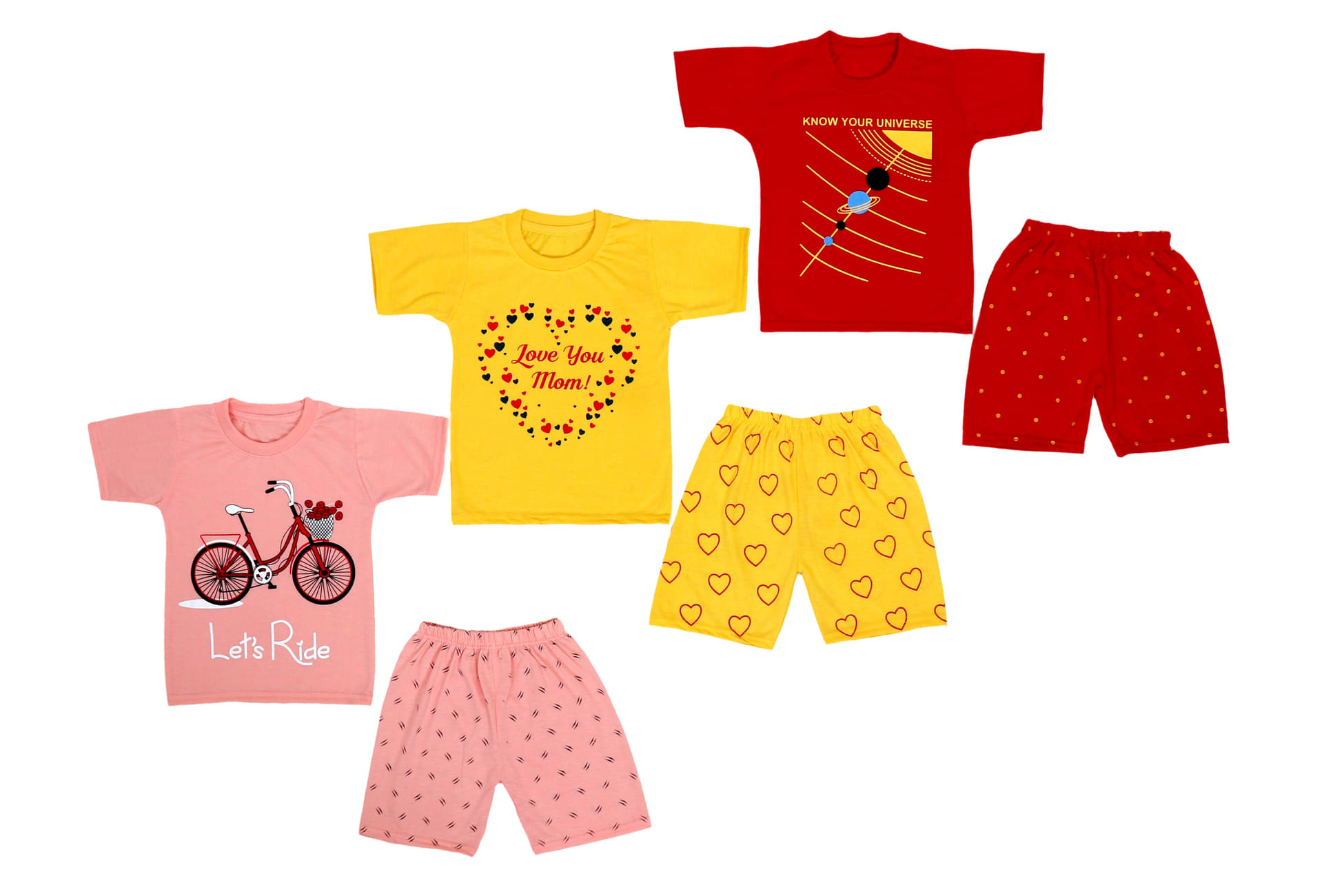     			DIAMOND EXPORTER Pack of 3 Boys Satin T-Shirt & Shorts Set ( Multicolor )