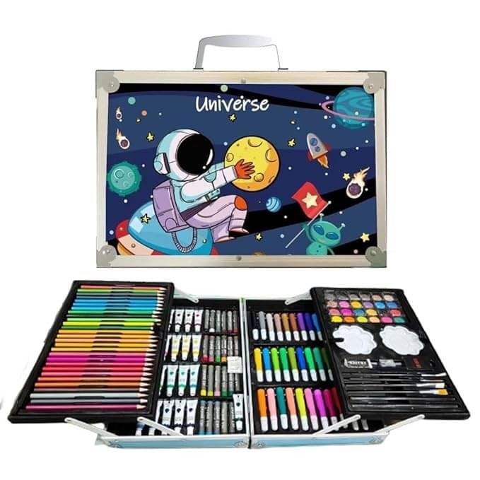     			ECLET Art & Craft Painting Box, Big Coloring Suitcase Multiple 145 Color Kit, Professional Drawing Water Color Pencils, Oil Pastel, Sketches & Acrylic Paint Brush Birthday Gift for Boys