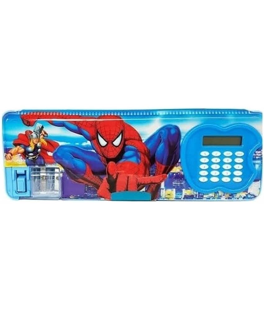 ECLET Multipurpose Pencil Box with Calculator & Dual Sharpner Spiderman Art Plastic Pencil Box (Set of 1, Blue) - Stationery | Buy online on ZillyBuy