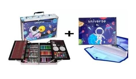     			ECLET Theme 145Color Suitcase with File Folder Stationery Set for Kids Christmas Gift set for Girls, Color Suitcase with Handle & Professional Color Kit set Art Plastic Pencil Box  (Set of 1, Multicolor)