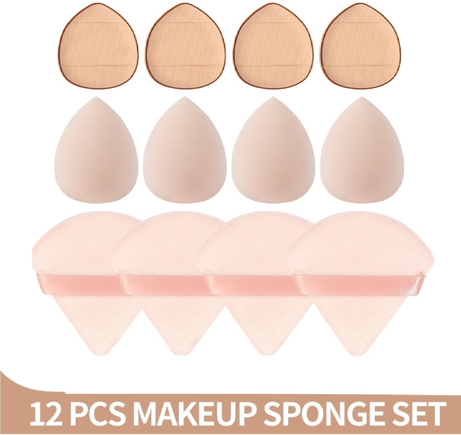 Facejewel Makeup Triangle Powder Puff With Finger Puff & Makeup Blender Puff (Pack of 12) Facejewel Makeup Triangle Powder Puff With Finger Puff & Makeup Blender Puff (Pack of 12)