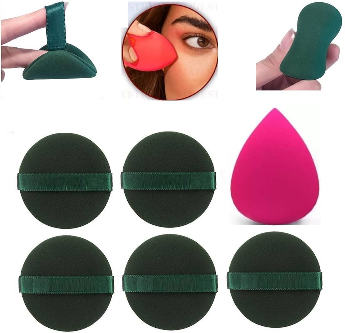 Facejewel Round Powder Puff Set, Makeup Blender Soft Powder Sponge Reusable Sponge (Pack of 6) Facejewel Round Powder Puff Set, Makeup Blender Soft Powder Sponge Reusable Sponge (Pack of 6)
