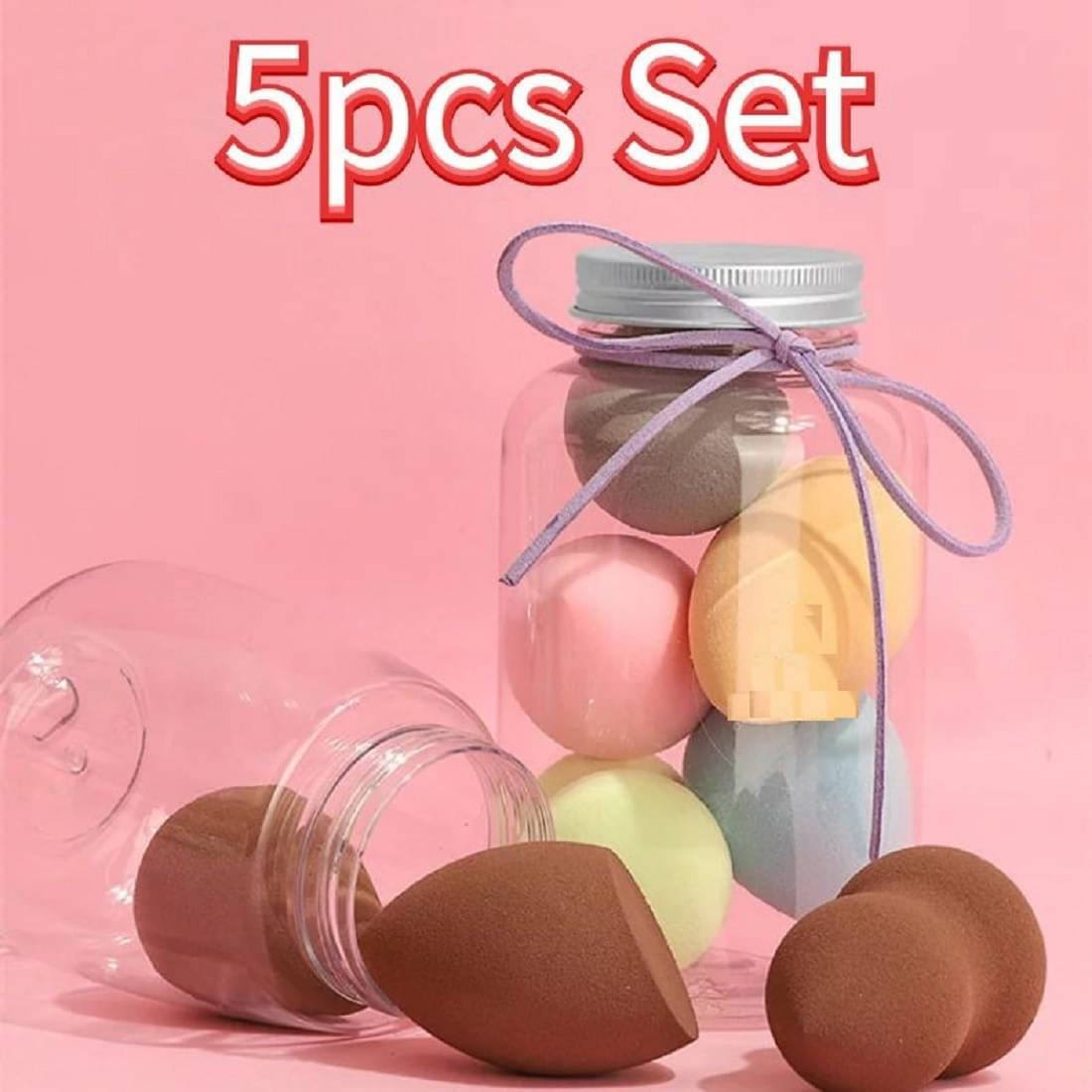     			Facejewel Makeup Blender Puff Set With Jar (Pack of 5)