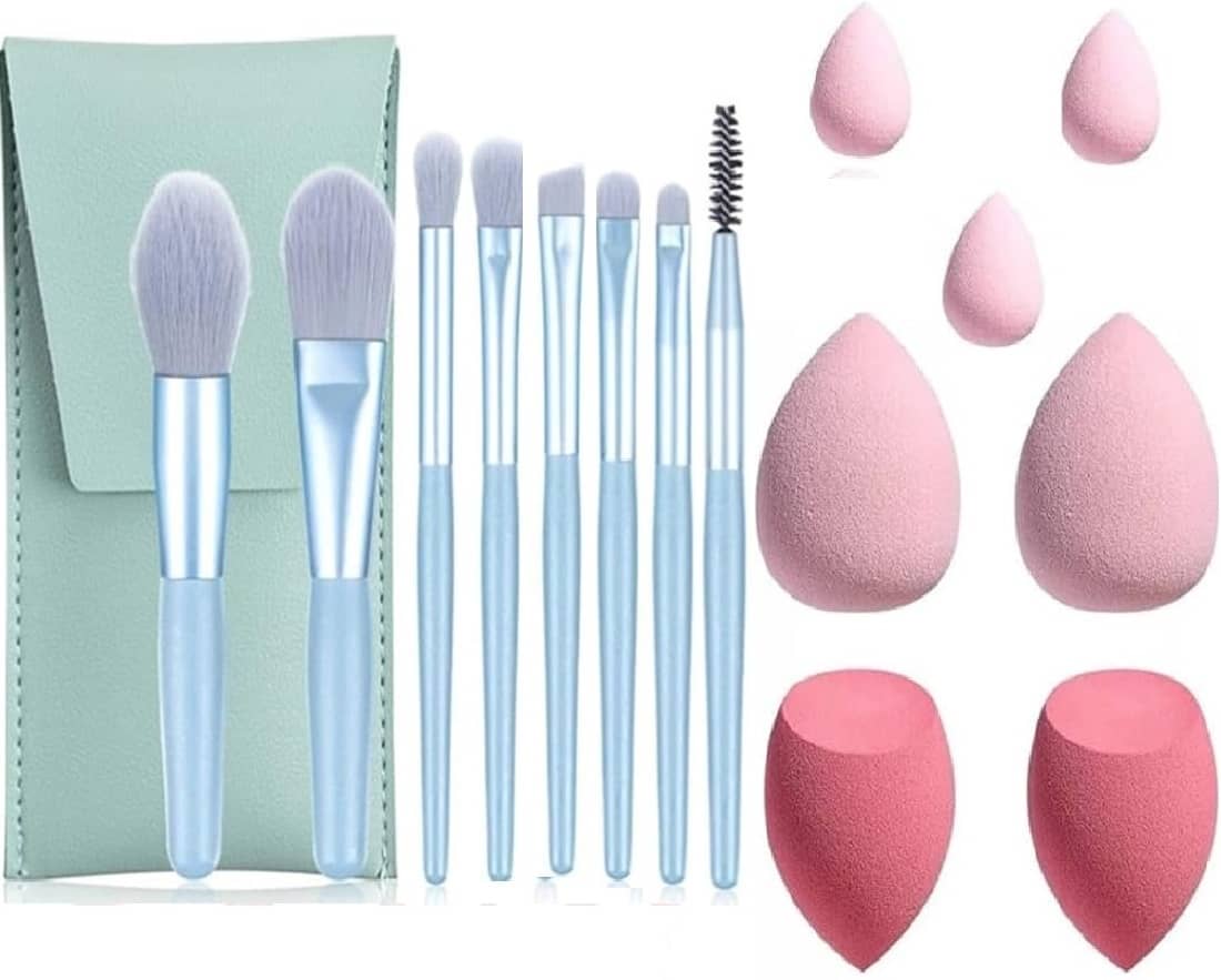 Facejewel Makeup Sponge With Makeup Brush, Powder Puff Blender Tools (Pack of 15)