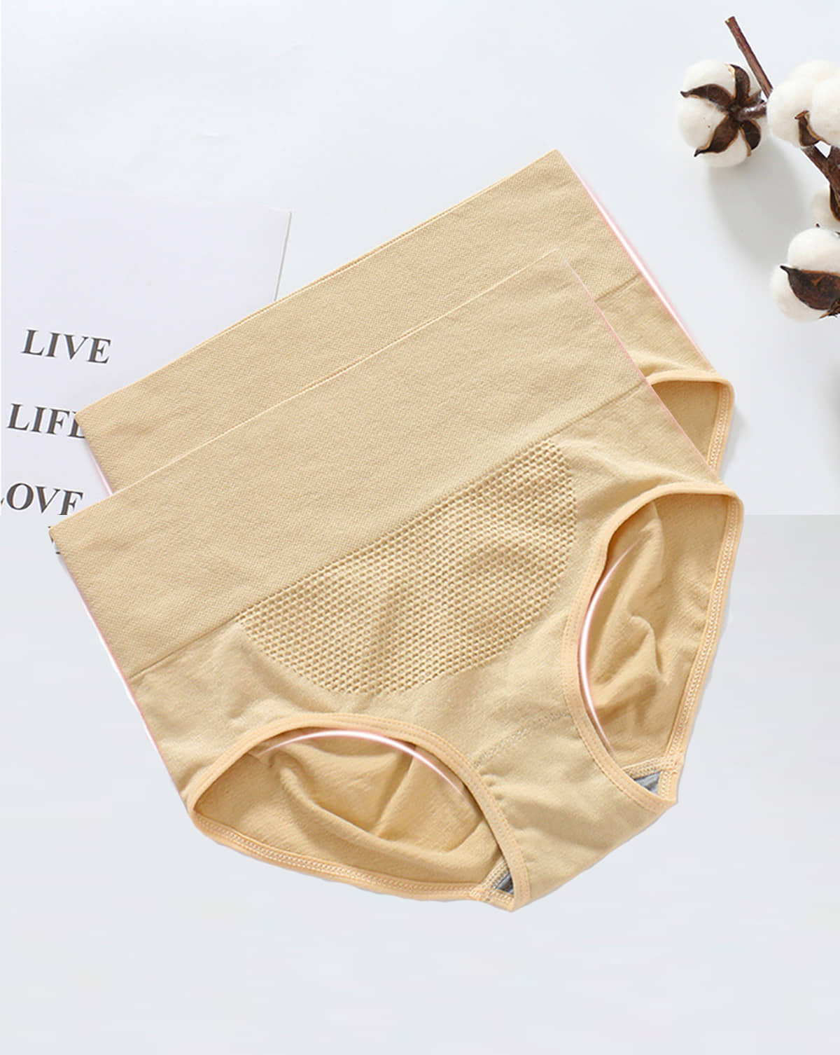 Flenzy Pack of 2 Cotton Boy Shorts For Women ( Beige )