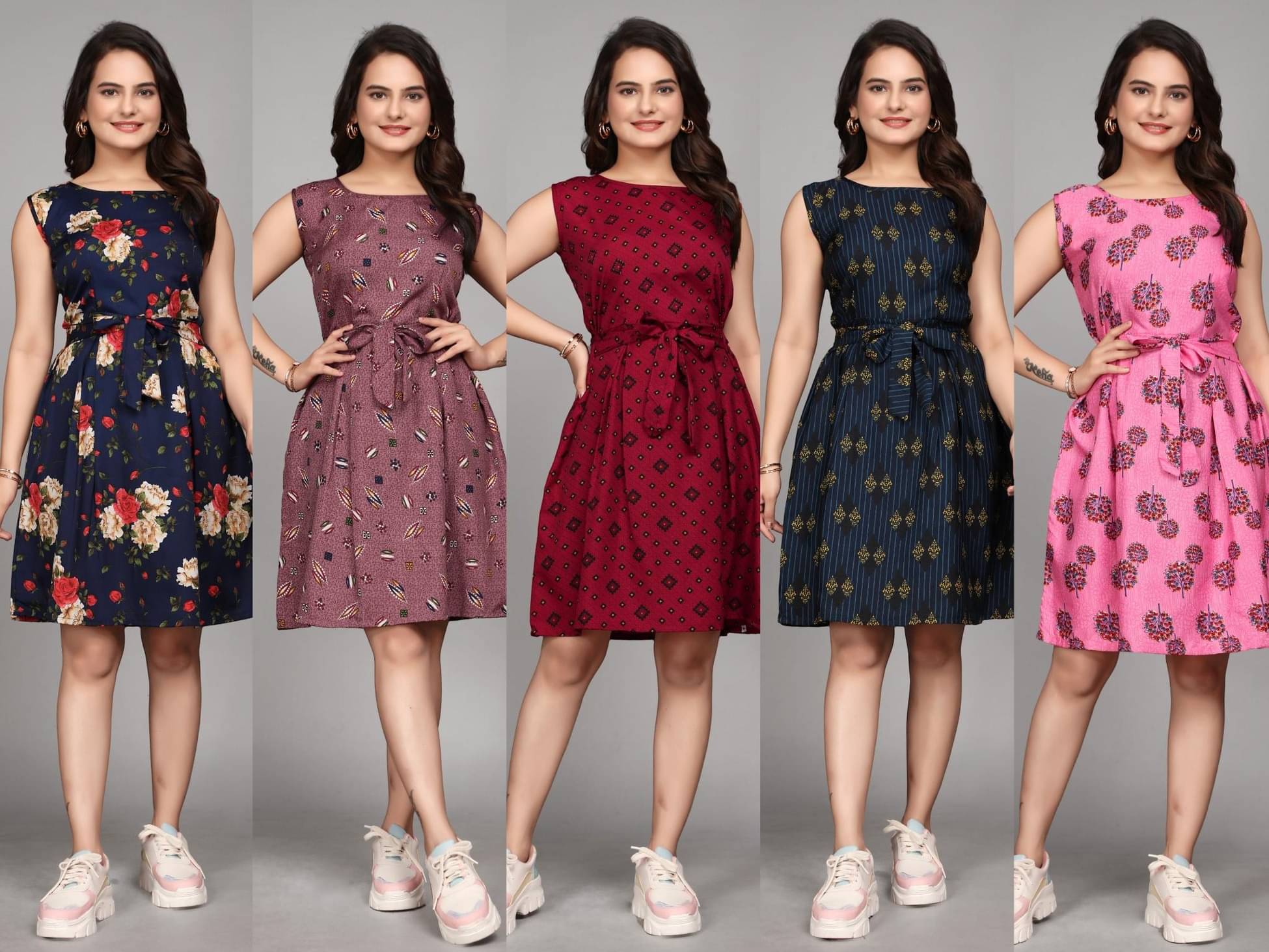 KALAVRITTA Women Crepe Printed Fit & Flare Dress ( Multicolor ) KALAVRITTA Women Crepe Printed Fit & Flare Dress ( Multicolor )