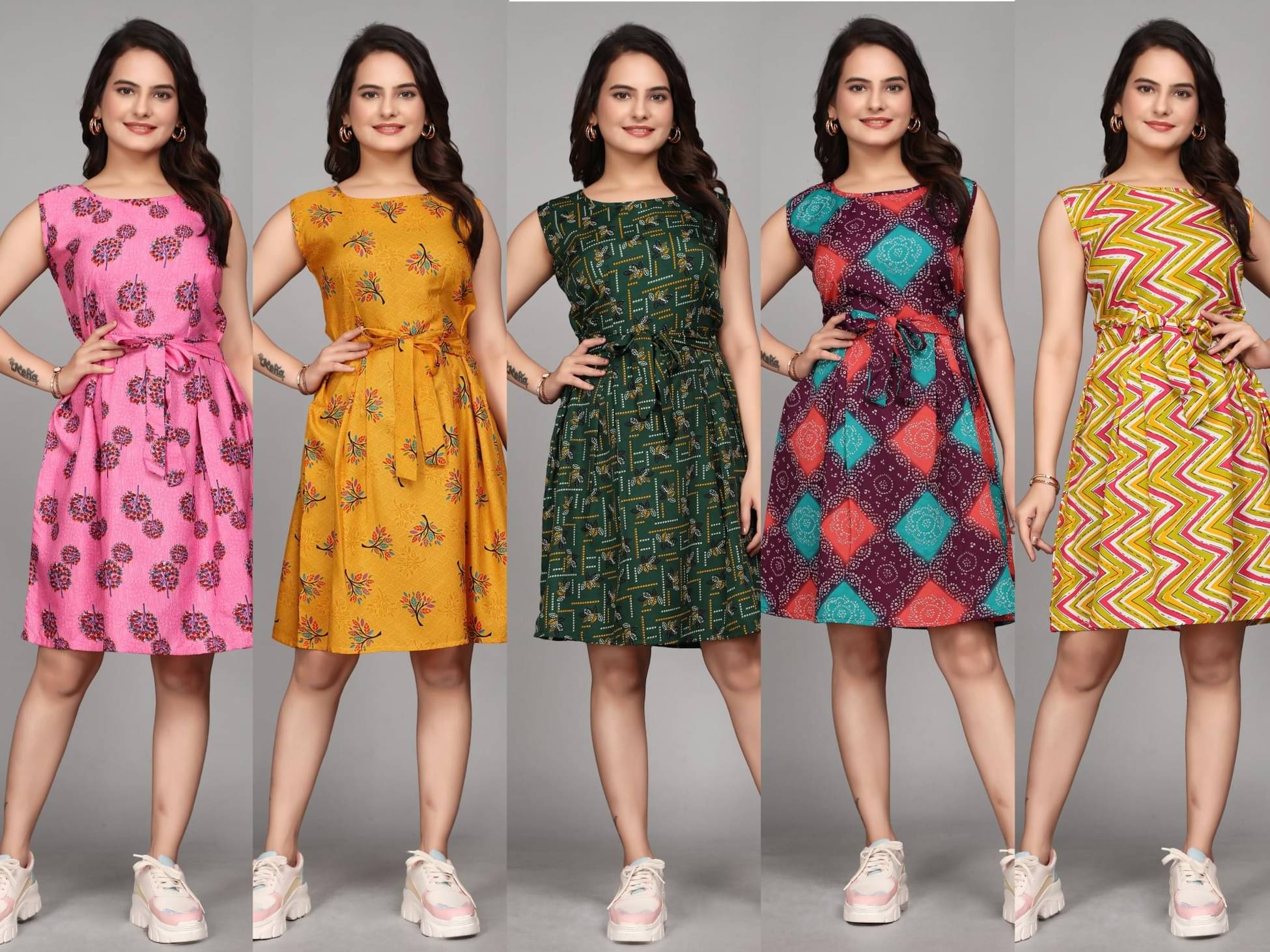 KALAVRITTA Women Crepe Printed Fit & Flare Dress ( Multicolor ) KALAVRITTA Women Crepe Printed Fit & Flare Dress ( Multicolor )