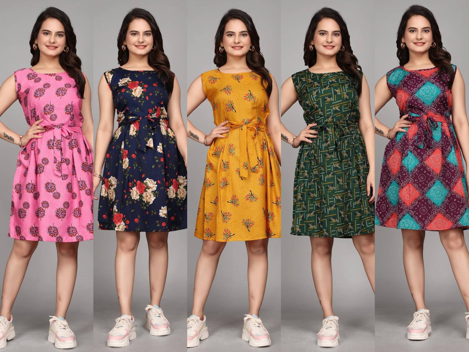 KALAVRITTA Women Crepe Printed Fit & Flare Dress ( Multicolor ) KALAVRITTA Women Crepe Printed Fit & Flare Dress ( Multicolor )