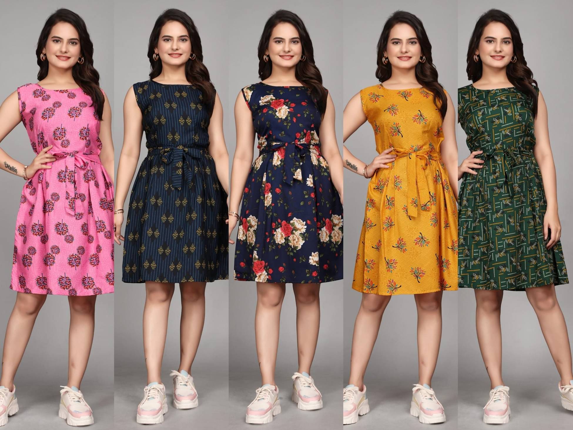 KALAVRITTA Women Crepe Printed Fit & Flare Dress ( Multicolor ) KALAVRITTA Women Crepe Printed Fit & Flare Dress ( Multicolor )