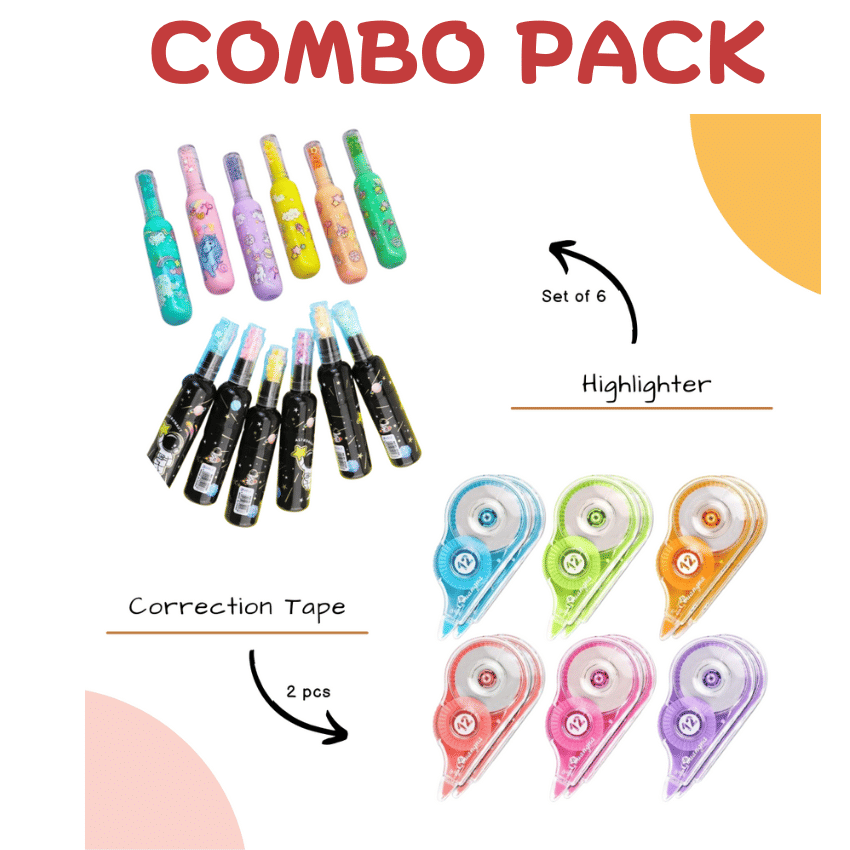 KALRA MAGIC Highlighter Assorted/Multicolour Highlighter correction tape combo KALRA MAGIC Highlighter Assorted/Multicolour Highlighter correction tape combo