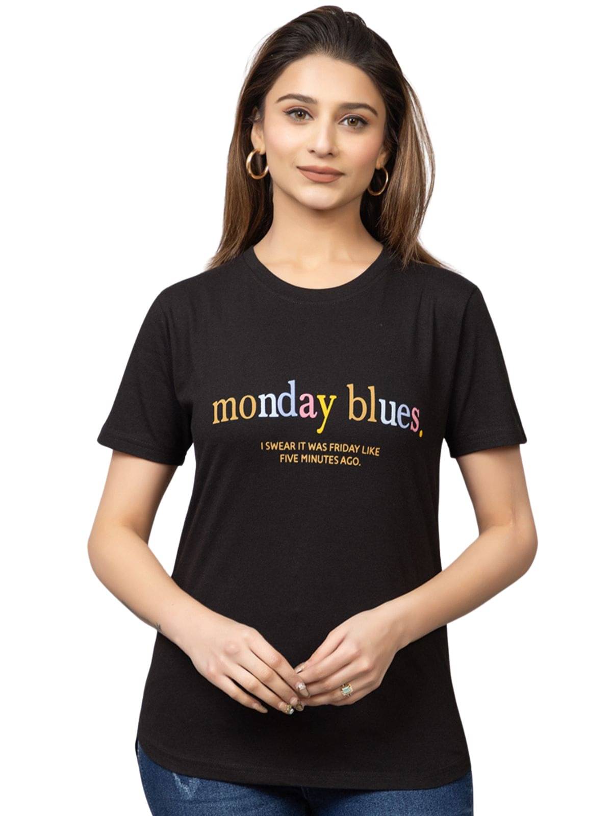     			MISDYNAMIC Black Cotton Tees - Single