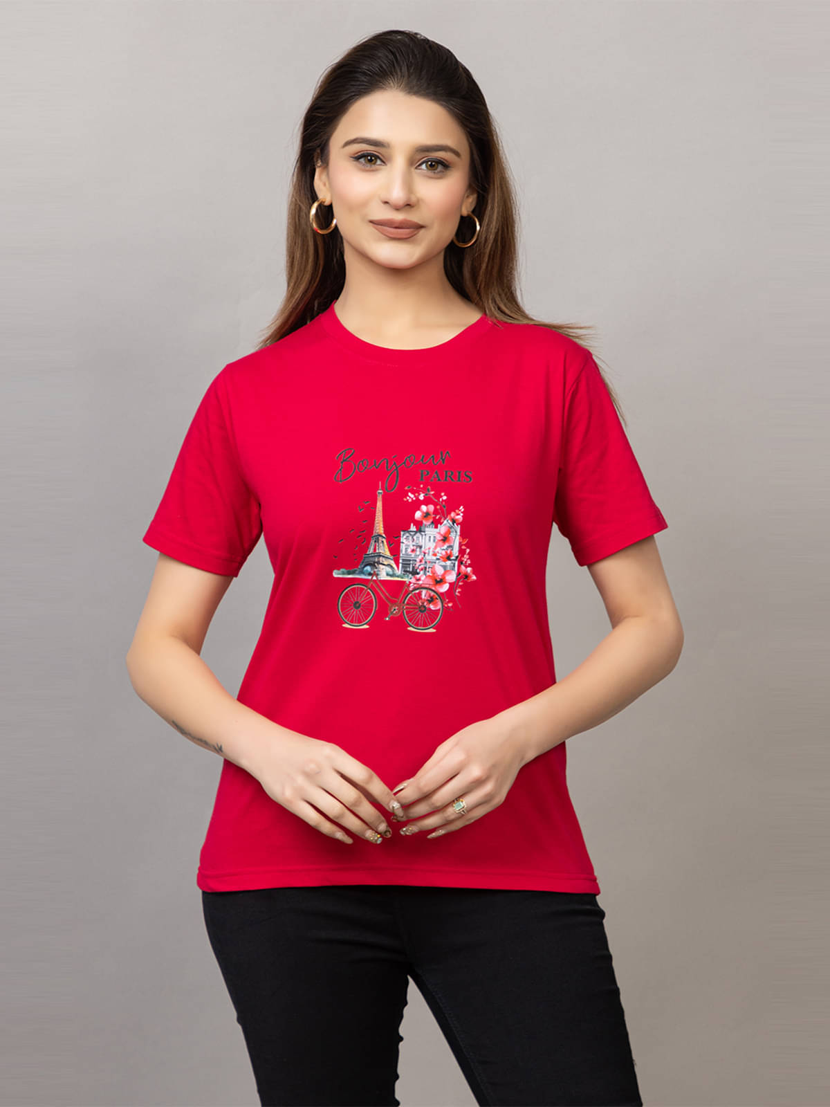     			MISDYNAMIC Red Cotton Tees - Single