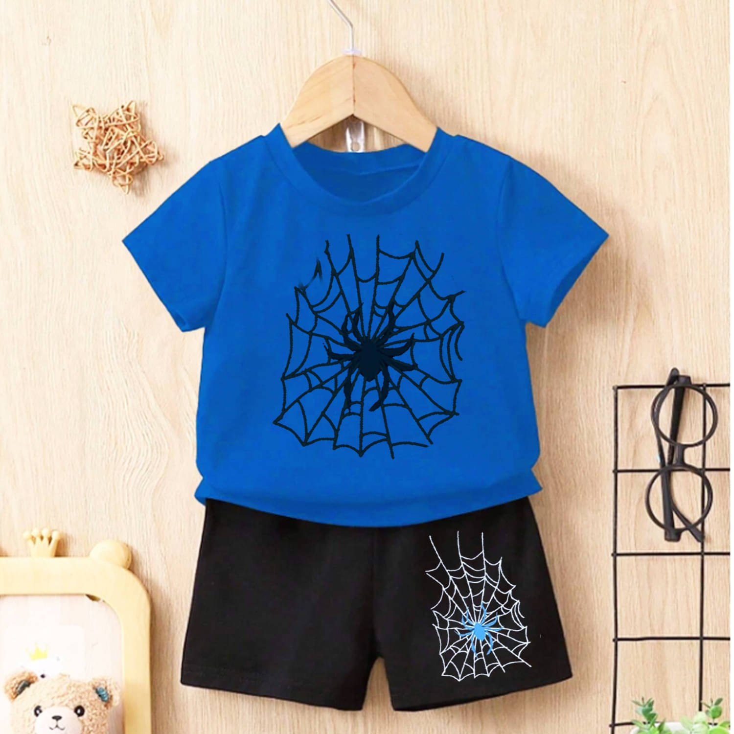     			NEW ERA BY AMARA Pack of 1 Boys Cotton T-Shirt & Shorts Set ( Blue )