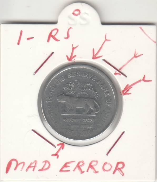 NUMISMATTICALLY RARE AND COLLECTIBLE-1- RS R.B.I-,COMMOMORATIVE COIN WITH- MAD ERROR.-WIGHT-4.85 GRAM-YEAR-2010.METAL STEEL. GEM UNC CONDITION CHECK PICTURE CAREFFULLY BEFORE ORDER PLEASE DONT PLACE FAKE ORDER. NUMISMATTICALLY RARE AND COLLECTIBLE-1- RS R.B.I-,COMMOMORATIVE COIN WITH- MAD ERROR.-WIGHT-4.85 GRAM-YEAR-2010.METAL STEEL. GEM UNC CONDITION CHECK PICTURE CAREFFULLY BEFORE ORDER PLEASE DONT PLACE FAKE ORDER.