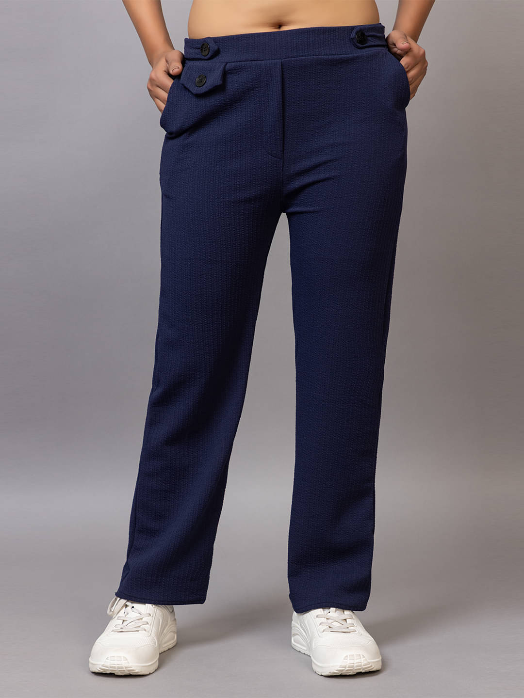     			PROBASIC Pack of 1 Cotton Blend Regular Women's Formal Pants ( Blue )