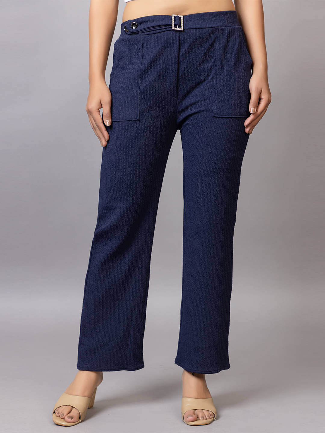     			PROBASIC Pack of 1 Cotton Blend Regular Women's Formal Pants ( Blue )