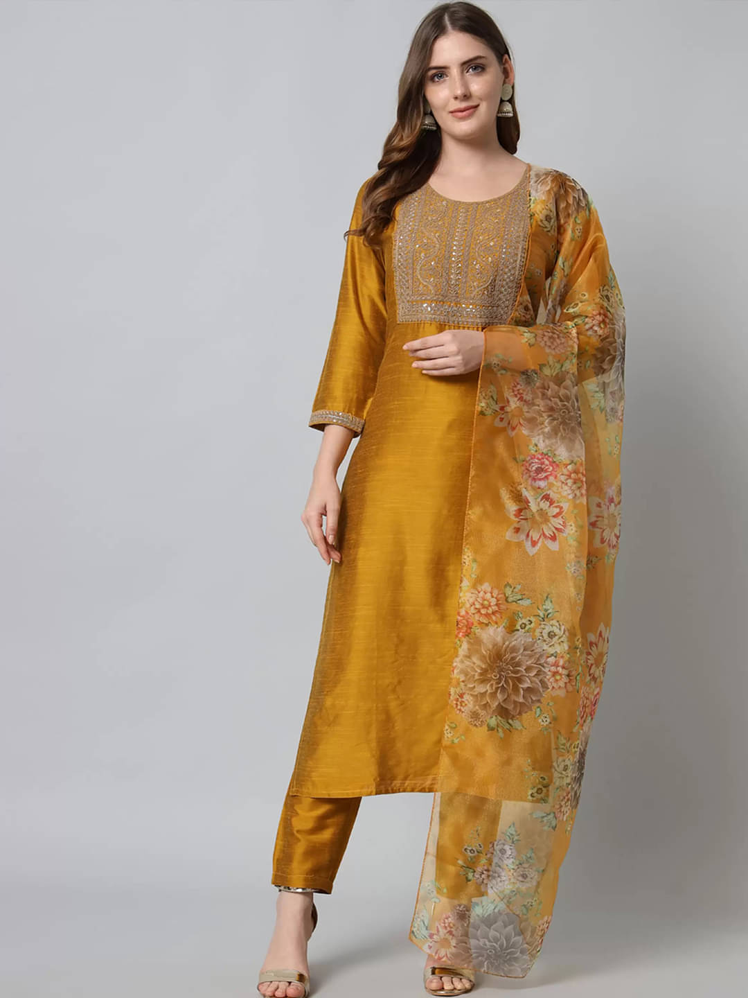 Royal Export Cotton Blend Embroidered Kurti With Pants Women's Stitched Salwar Suit - Yellow ( Pack of 1 ) Royal Export Cotton Blend Embroidered Kurti With Pants Women's Stitched Salwar Suit - Yellow ( Pack of 1 )