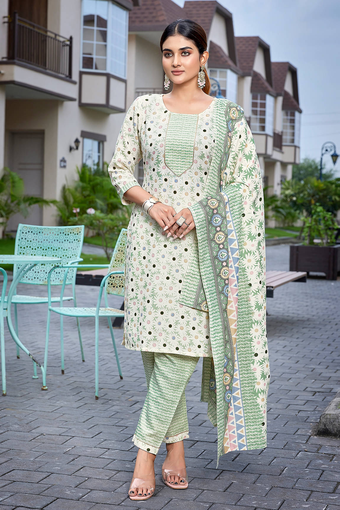 Royal Export Cotton Blend Printed Kurti With Pants Women's Stitched Salwar Suit - Green ( Pack of 1 )     			Royal Export Cotton Blend Printed Kurti With Pants Women's Stitched Salwar Suit - Green ( Pack of 1 )
