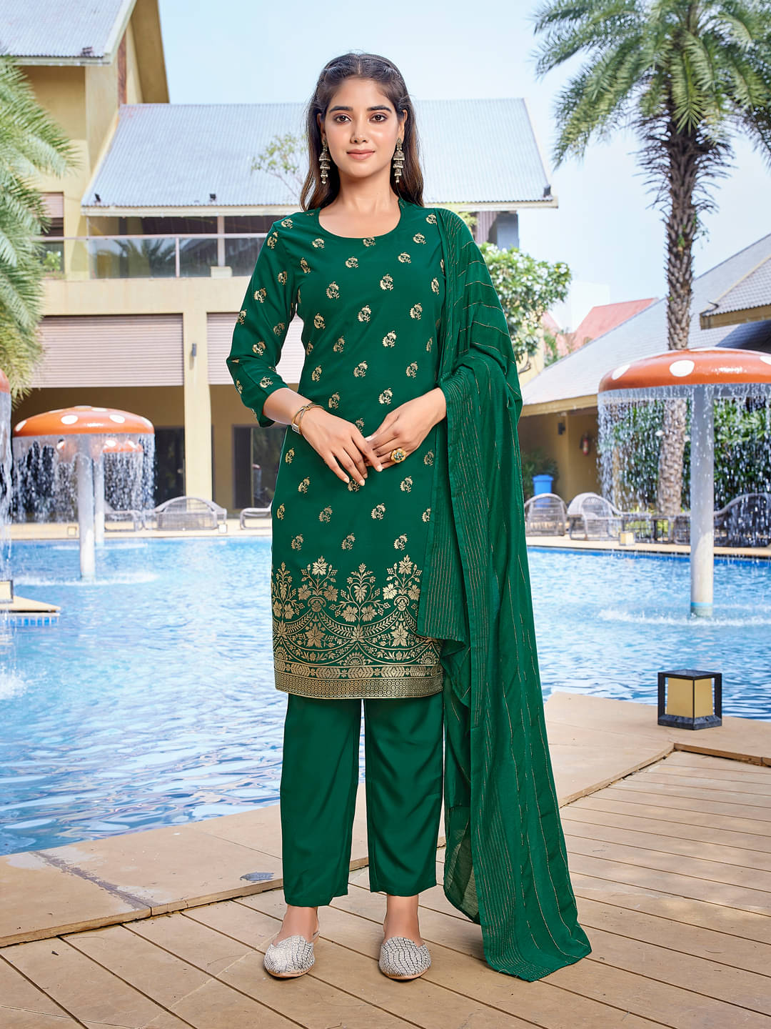 Royal Export Crepe Printed Kurti With Pants Women's Stitched Salwar Suit - Green ( Pack of 1 ) Royal Export Crepe Printed Kurti With Pants Women's Stitched Salwar Suit - Green ( Pack of 1 )