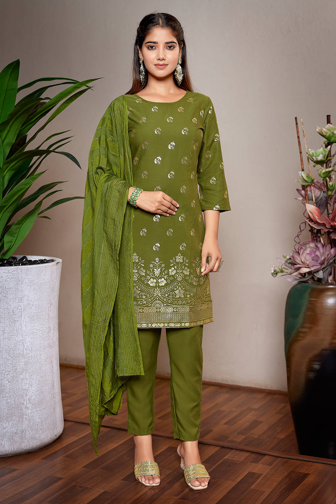 Royal Export Crepe Self Design Kurti With Pants Women's Stitched Salwar Suit - Sea Green ( Pack of 1 ) Royal Export Crepe Self Design Kurti With Pants Women's Stitched Salwar Suit - Sea Green ( Pack of 1 )
