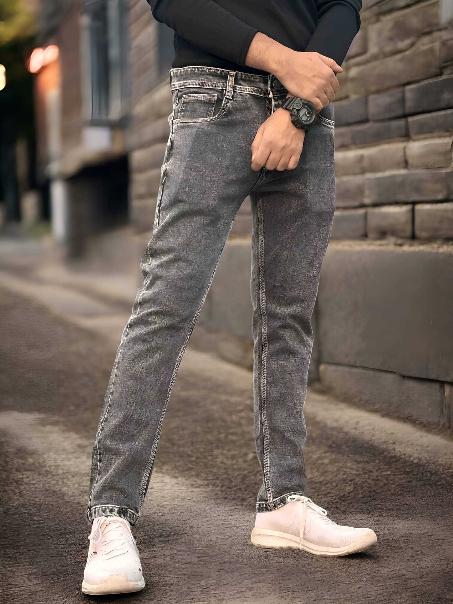 Styzon Slim Fit Basic Men's Jeans - Dark Grey ( Pack of 1 ) Styzon Slim Fit Basic Men's Jeans - Dark Grey ( Pack of 1 )