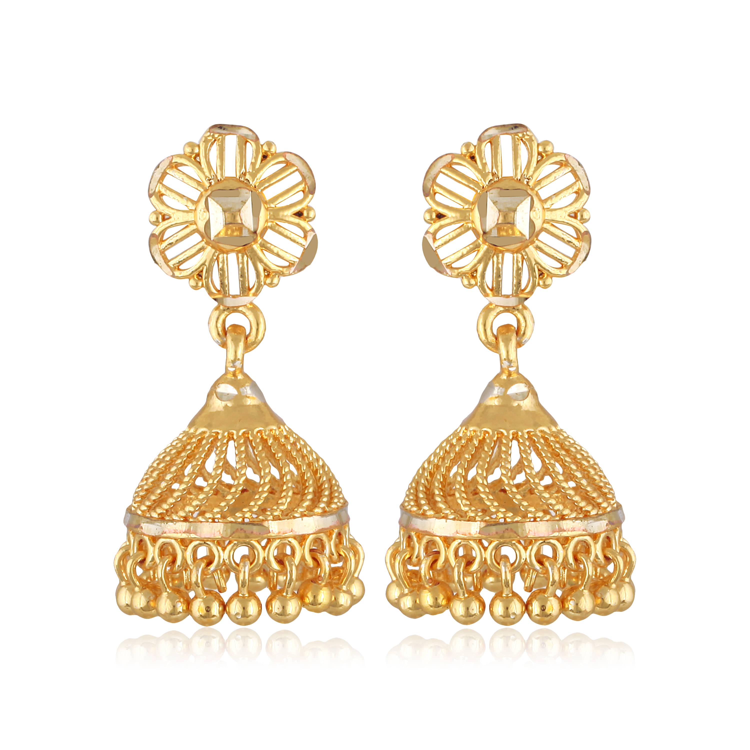     			Vighnaharta Golden Jhumki Earrings ( Pack of 1 )