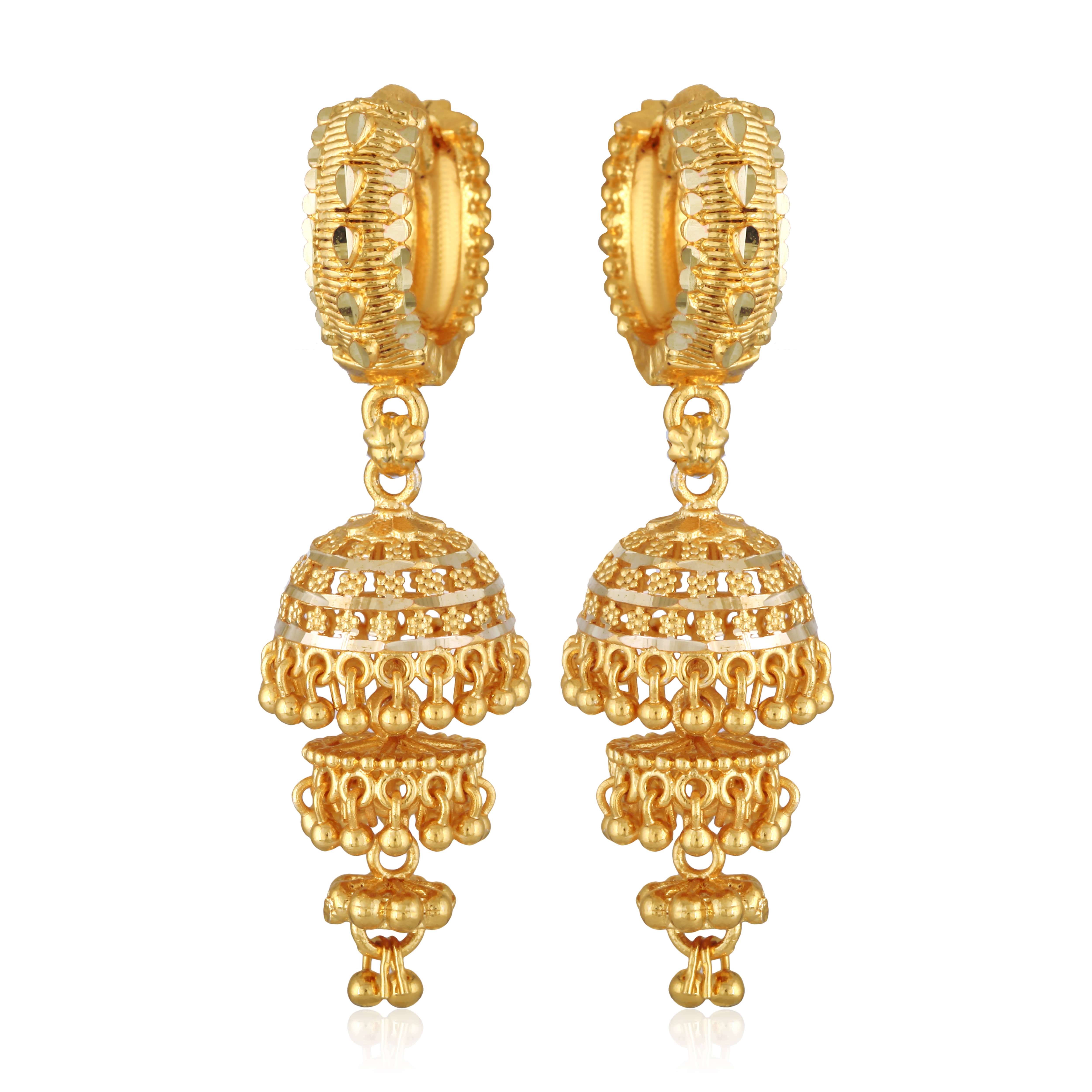 Vighnaharta Golden Jhumki Earrings ( Pack of 1 ) - Earrings | Buy online on ZillyBuy
