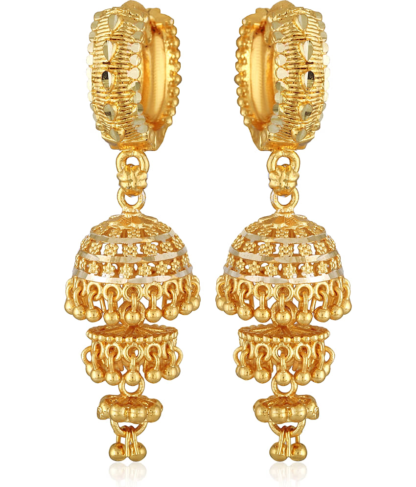 Vighnaharta Golden Jhumki Earrings ( Pack of 1 ) - Earrings | Buy online on ZillyBuy