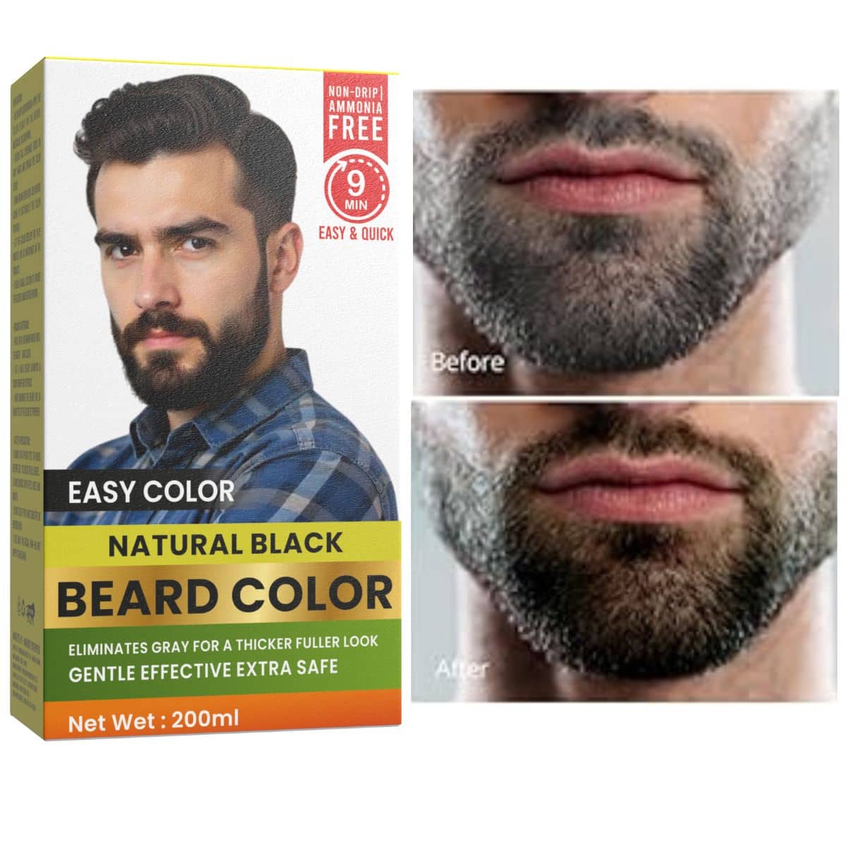 WRIXTY Fruit Vinegar Beard Dye Gel Black Instant Smooth Beard Hair Natural Shine Long Lasting