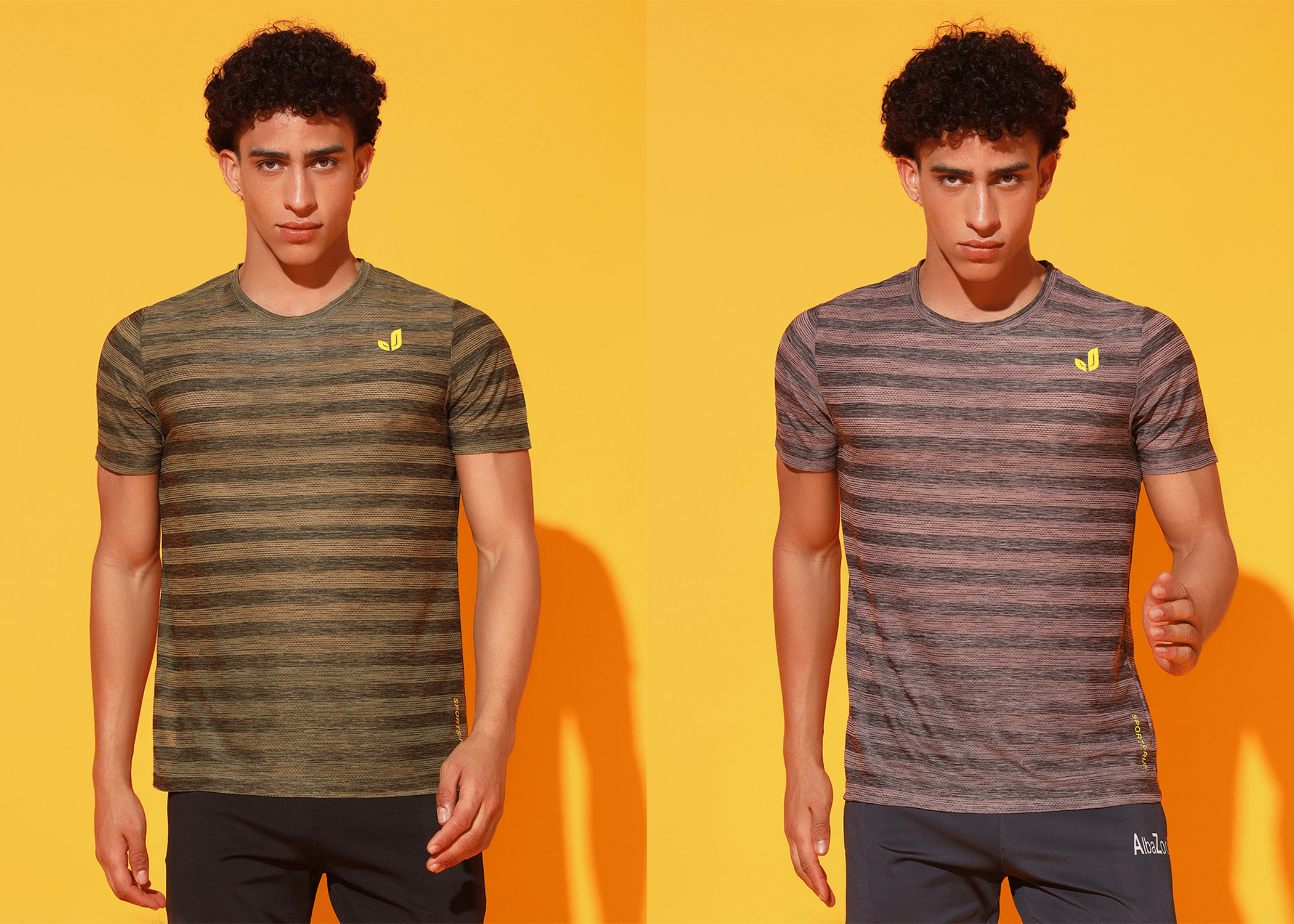     			ATIGIANO APPAREL Polyester Regular Fit Striped Half Sleeves Men's Round T-Shirt - Multicolor6 ( Pack of 2 )