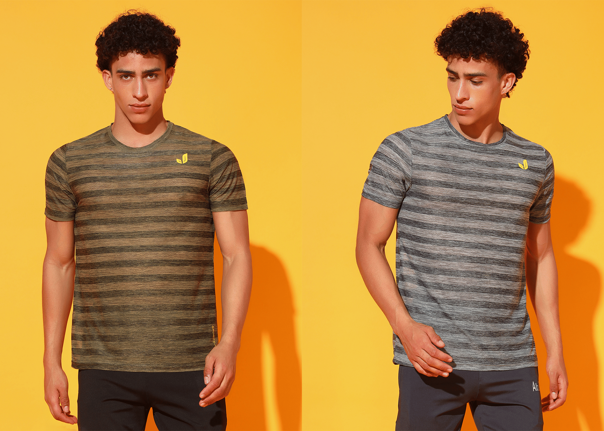     			ATIGIANO APPAREL Polyester Regular Fit Striped Half Sleeves Men's Round T-Shirt - Multicolor4 ( Pack of 2 )