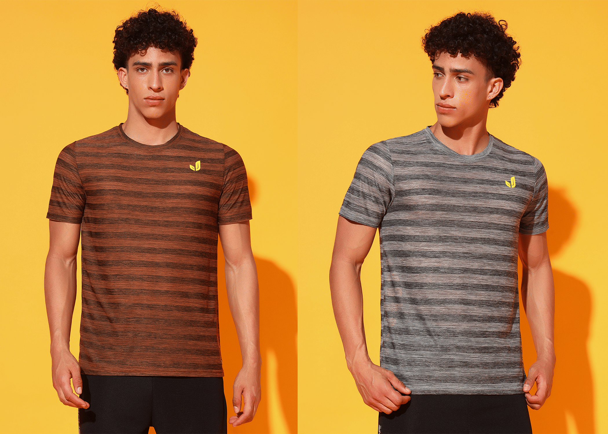     			ATIGIANO APPAREL Polyester Regular Fit Striped Half Sleeves Men's Round T-Shirt - Multicolor7 ( Pack of 2 )
