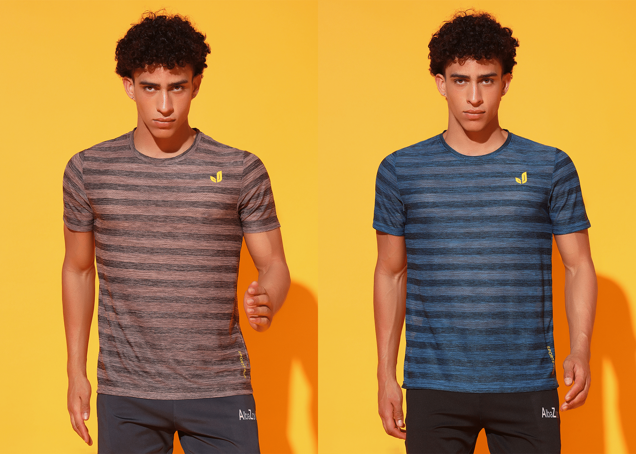     			ATIGIANO APPAREL Polyester Regular Fit Striped Half Sleeves Men's Round T-Shirt - Multicolor15 ( Pack of 2 )