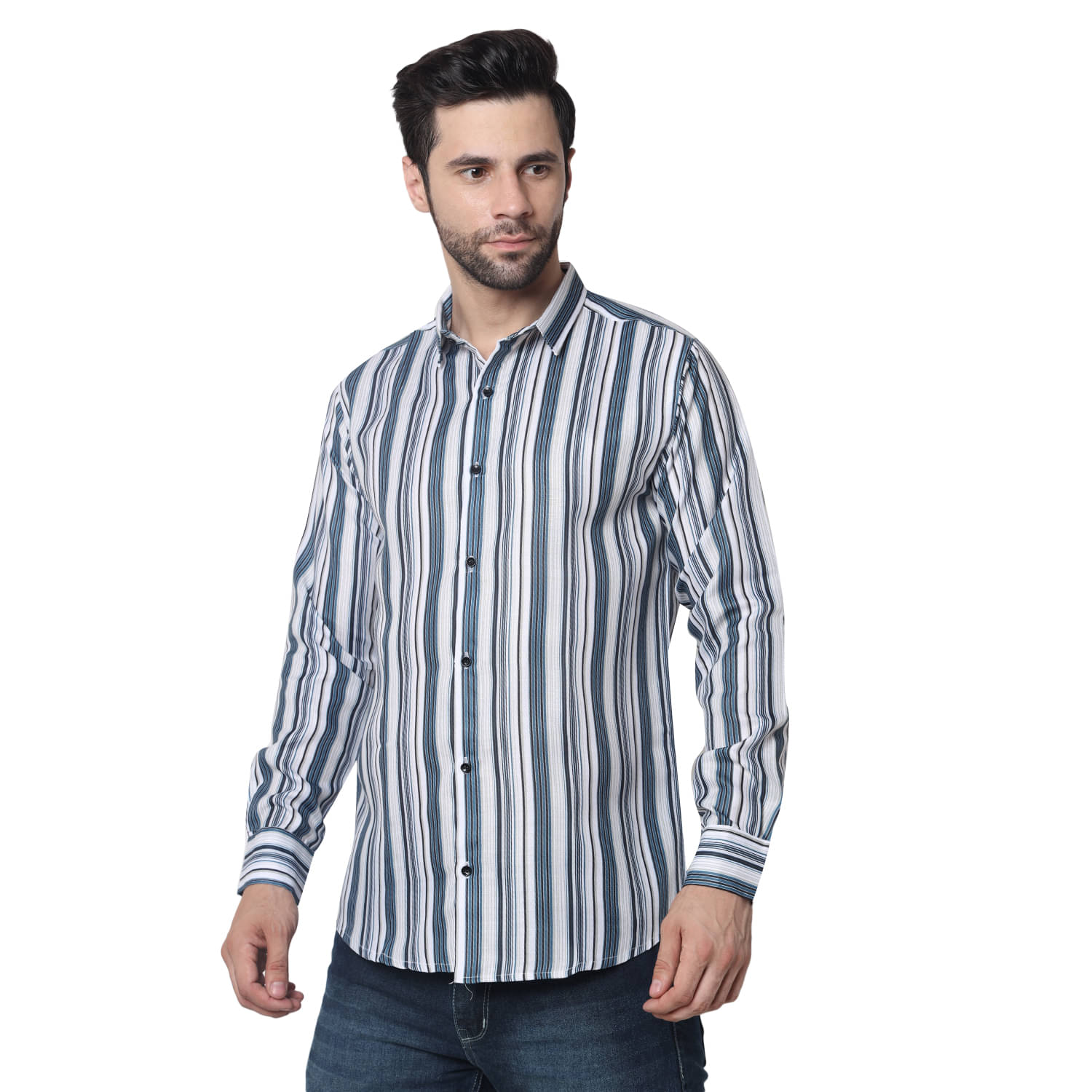 Bombay Begum Poly Cotton Regular Fit Striped Full Sleeves Men's Casual Shirt - Green ( Pack of 1 ) Bombay Begum Poly Cotton Regular Fit Striped Full Sleeves Men's Casual Shirt - Green ( Pack of 1 )