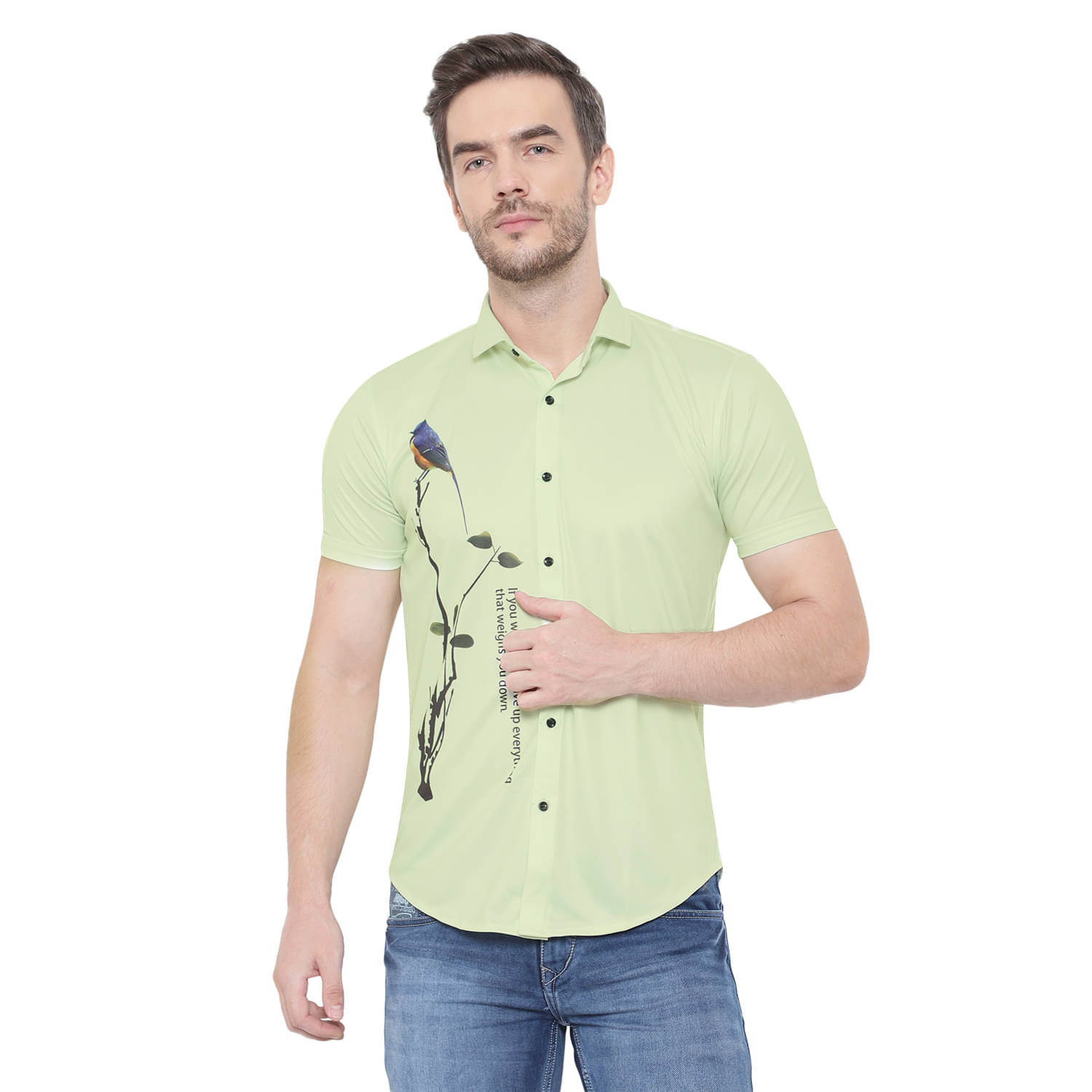 Bombay Begum Poly Cotton Regular Fit Printed Half Sleeves Men's Casual Shirt - Lime Green ( Pack of 1 ) Bombay Begum Poly Cotton Regular Fit Printed Half Sleeves Men's Casual Shirt - Lime Green ( Pack of 1 )