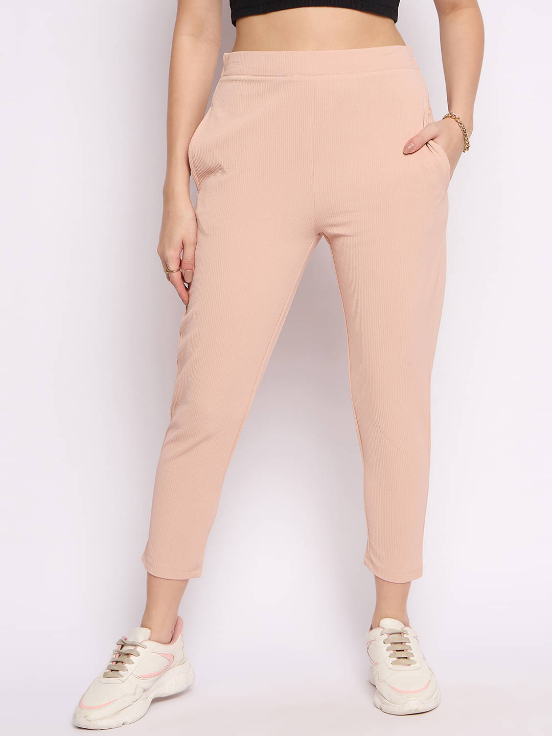     			Camey Pack of 1 Synthetic Tapered Women's Casual Pants ( Pink )