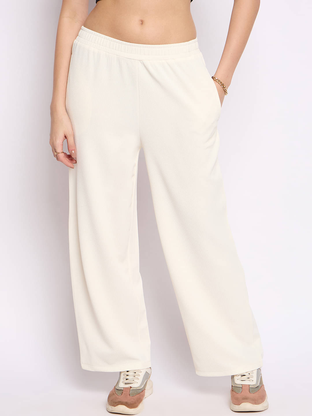 Camey Pack of 1 Synthetic Wide leg Women's Palazzos ( Cream ) Camey Pack of 1 Synthetic Wide leg Women's Palazzos ( Cream )