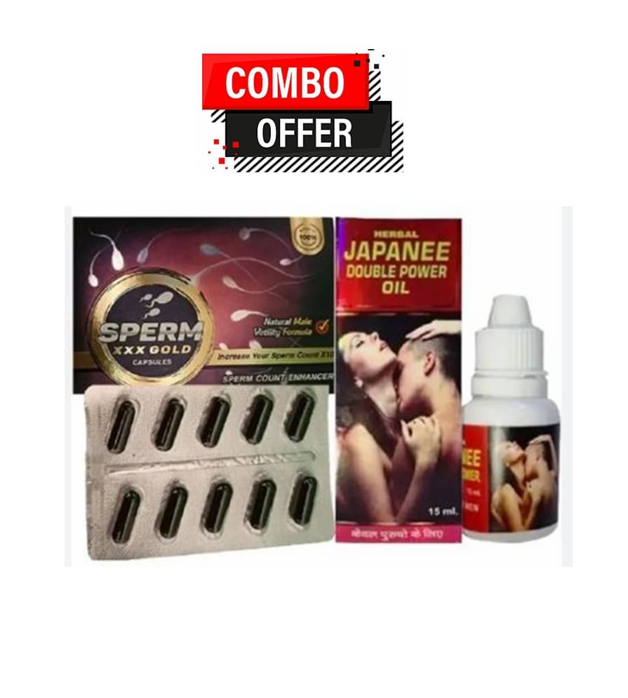     			Dr. Chopra Sperm XXX Gold Capsules 10no.s & Japanee Double Power Oil 15ml For Men Only Pack of 2