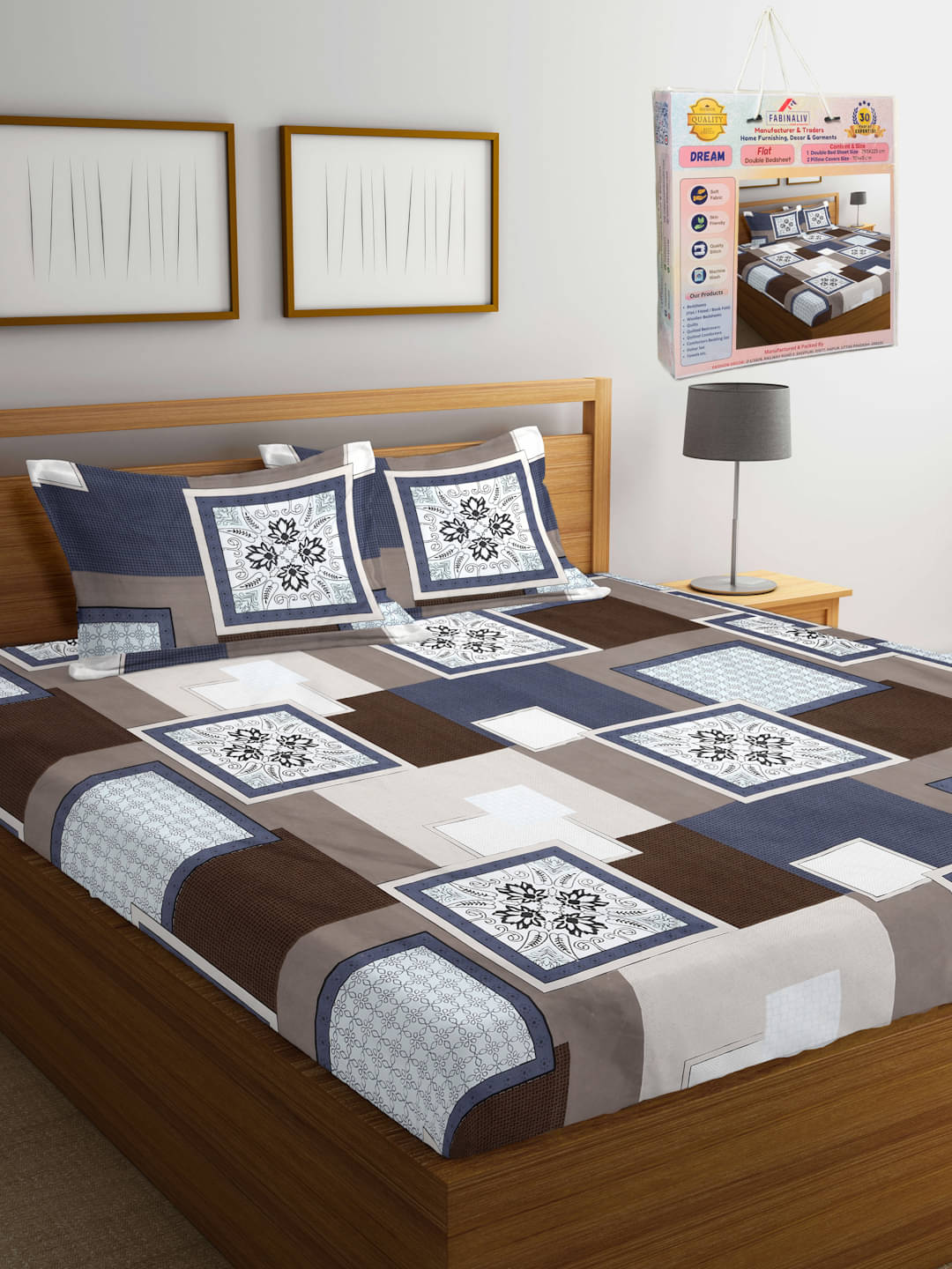 FABINALIV Poly Cotton 1 Double Bedsheet with 2 Pillow Covers ( Brown ) FABINALIV Poly Cotton 1 Double Bedsheet with 2 Pillow Covers ( Brown )