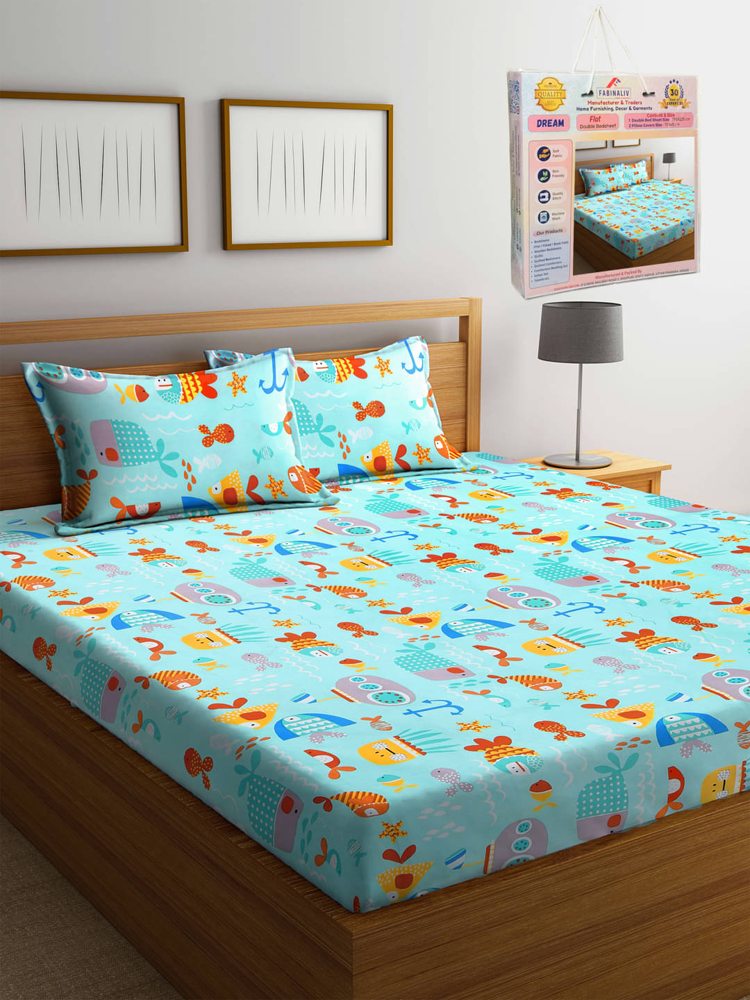 FABINALIV Poly Cotton 1 Double Bedsheet with 2 Pillow Covers ( Sky Blue ) FABINALIV Poly Cotton 1 Double Bedsheet with 2 Pillow Covers ( Sky Blue )